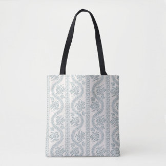 Graublau serpentinenförmiges Blumenmuster, Knochen Tasche