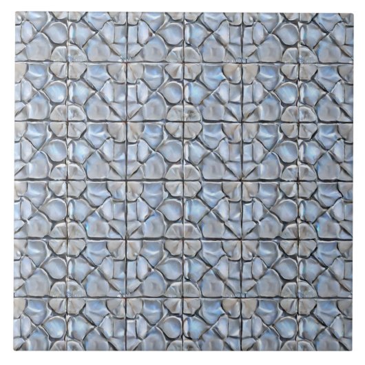 Graublau-Ton-Blumenmuster inspiriert Fliese (Vorderseite)