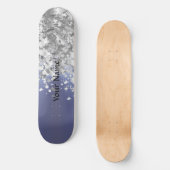 Graublau und Imitat Glitzer Skateboard (Vorderseite)