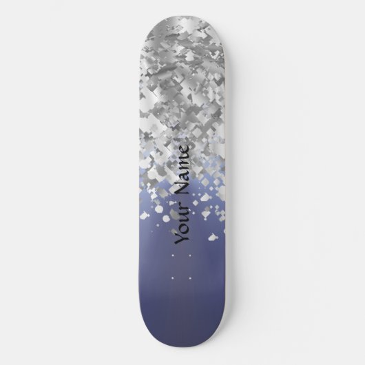Graublau und Imitat Glitzer Skateboard (Vorderseite)