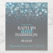 Graublaue Aqua-Bläschen für Hochzeitsweine Weinetikett (Einzelnes Label)