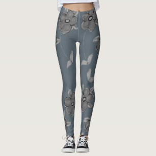 Graublaue Flower-Leggings Leggings