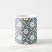 Graublaue Retro-Blume Kaffeetasse (Mittel)