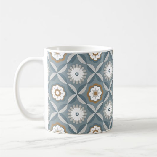 Graublaue Retro-Blume Kaffeetasse (Links)