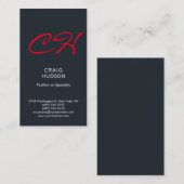 Graublaue rote Monogram Berufliche Visitenkarte (Vorne/Hinten)