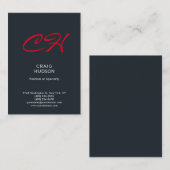 Graublaue rote Monogram Berufliche Visitenkarte (Vorne/Hinten)