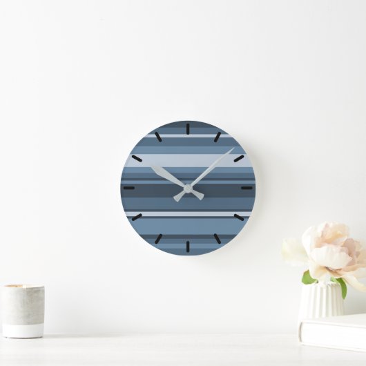 Graublaue Streifen Runde Wanduhr (Zuhause)
