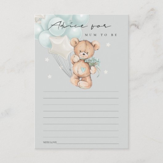 Graublauer Bärenballon-Ratschlag für Mama Baby Dus Begleitkarte