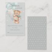 Graublauer Bärenballon Windeln Raffle Babydusche Begleitkarte (Vorne/Hinten)