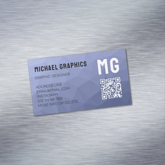Graublauer Gradientengeometrie QR-Code Magnetische Visitenkarte (Beispiel)
