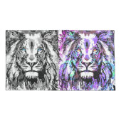 Graublauer Löwenkopf - Cooler Löwenpillowcase Kissenbezug (Rückseite)