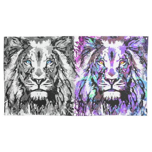 Graublauer Löwenkopf - Cooler Löwenpillowcase Kissenbezug (Vorderseite)