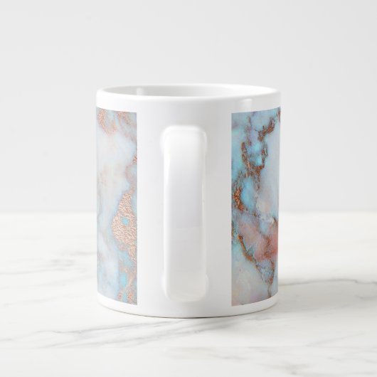 Graublauer Marmorstein und brauner Glitzer Jumbo-Tasse (Rückseite)