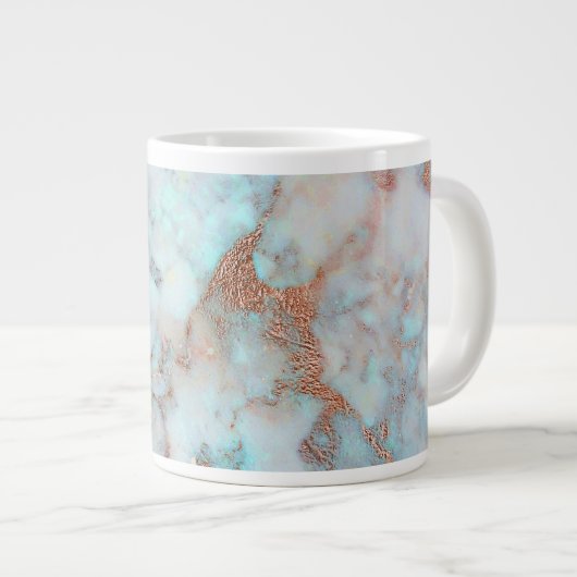 Graublauer Marmorstein und brauner Glitzer Jumbo-Tasse (Vorderseite Rechts)