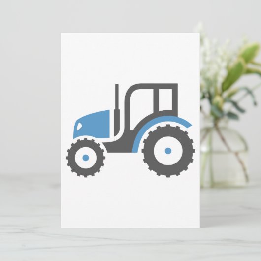 Graublauer Traktor Einladung (Stehend Vorderseite)