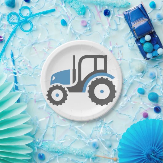 Graublauer Traktor Pappteller (Party)