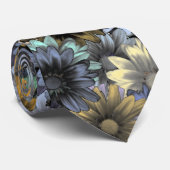 Graublaues Blumenmuster Krawatte (Gerollt)