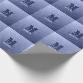 Graublaues geometrisches Maschenmuster Monogram Geschenkpapier (Ecke)