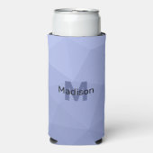 Graublaues geometrisches Maschenmuster Monogram Selters Dosenkühler (Seltzer Vorderseite)