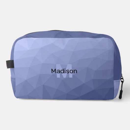 Graublaues geometrisches Maschenmuster Monogram Waschbeutel (Vorderseite)