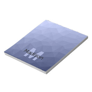 Graublaues geometrisches Maschenmuster Monogramm Notizblock