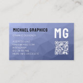 Graublaues geometrisches Maschenmuster QR-Code Mon Visitenkarte (Vorderseite)