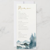 Graublütenblauer Gebirge Pine Wedding Menu Card Einladung (Vorderseite)