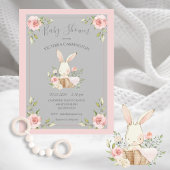 Graublütendusche Bunny Rabbit Babydusche Einladung