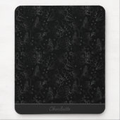 Graublütenmuster - nahtloser personalisierter Name Mousepad (Vorne)