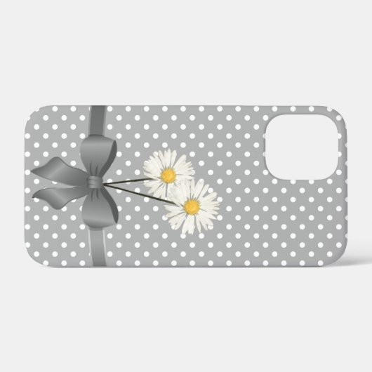 Graubogen und Gänseblümchen auf Polka-Punkten Case-Mate iPhone Hülle (Rückseite (Horizontal))
