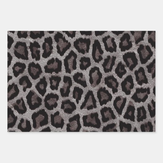 Graubraun-grüner Leopard-Tierdruck Geschenkpapier Set (Vorderseite 2)