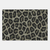 Graubraun-grüner Leopard-Tierdruck Geschenkpapier Set (Vorderseite)