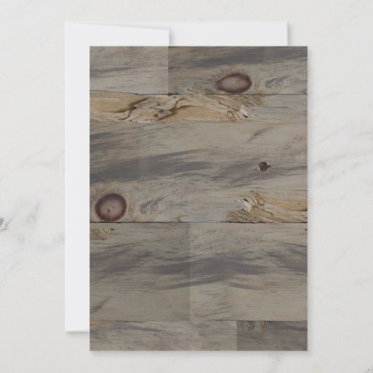 Graubraun-Holz, rustikal Save the Date Einladung (Rückseite)