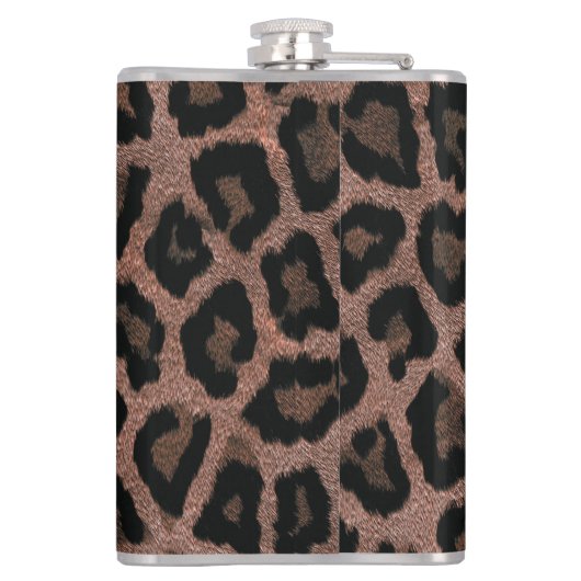 Graubraun, schwarzer Leopard Flachmann (Rückseite)