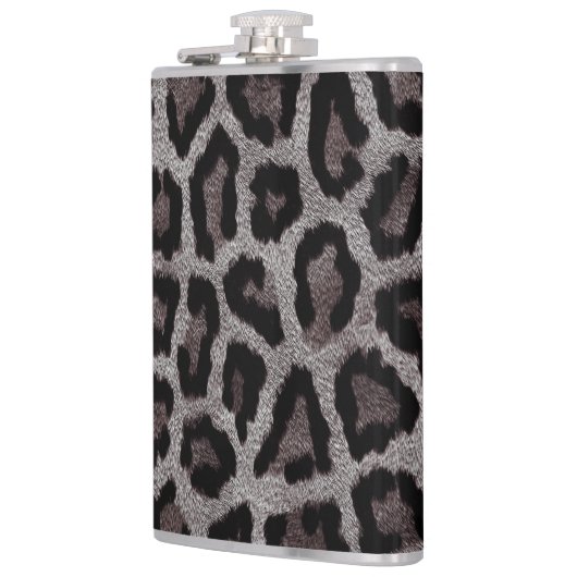 Graubraun, schwarzer Leopard Flachmann (Links)