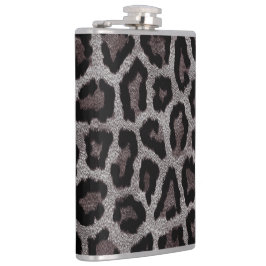 Graubraun, schwarzer Leopard Flachmann