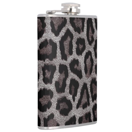 Graubraun, schwarzer Leopard Flachmann (Rechts)