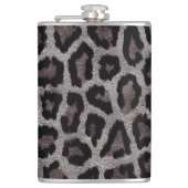 Graubraun, schwarzer Leopard Flachmann (Vorderseite)