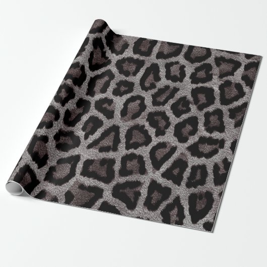 Graubraun, schwarzer Leopard Geschenkpapier (Ungerollt)