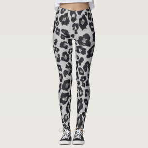 Graubraun, schwarzer Leopard Leggings