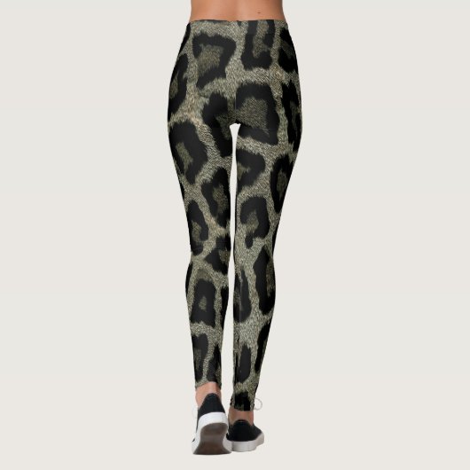 Graubraun, schwarzer Leopard Leggings (Rückseite)