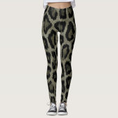 Graubraun, schwarzer Leopard Leggings (Vorderseite)
