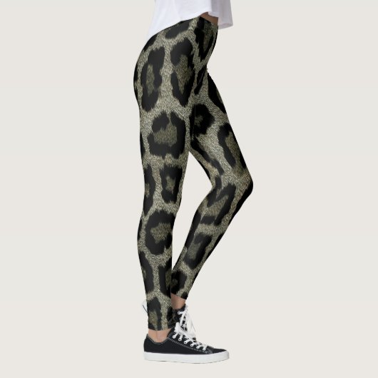 Graubraun, schwarzer Leopard Leggings (Rechts)