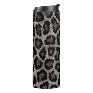 Graubraun, schwarzer Leopard Thermosbecher