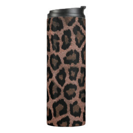 Graubraun, schwarzer Leopard Thermosbecher
