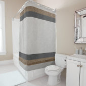 Graubraun Tan Taupe Streifen Farbblock Duschvorhang (Beispiel)