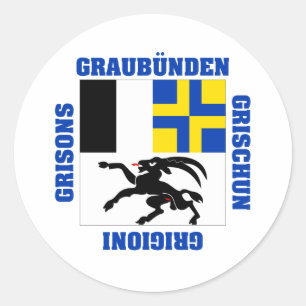 Graubunden die Schweiz Bezirk-Flagge Runder Aufkleber