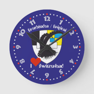 Graubünden Grischun Grigoni Schweiz Svizra Runde Wanduhr