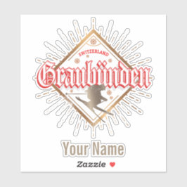 Graubünden Schweiz Retroskier Vintag Aufkleber