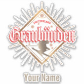 Graubünden Schweiz Retroskier Vintag Aufkleber (Vorderseite)